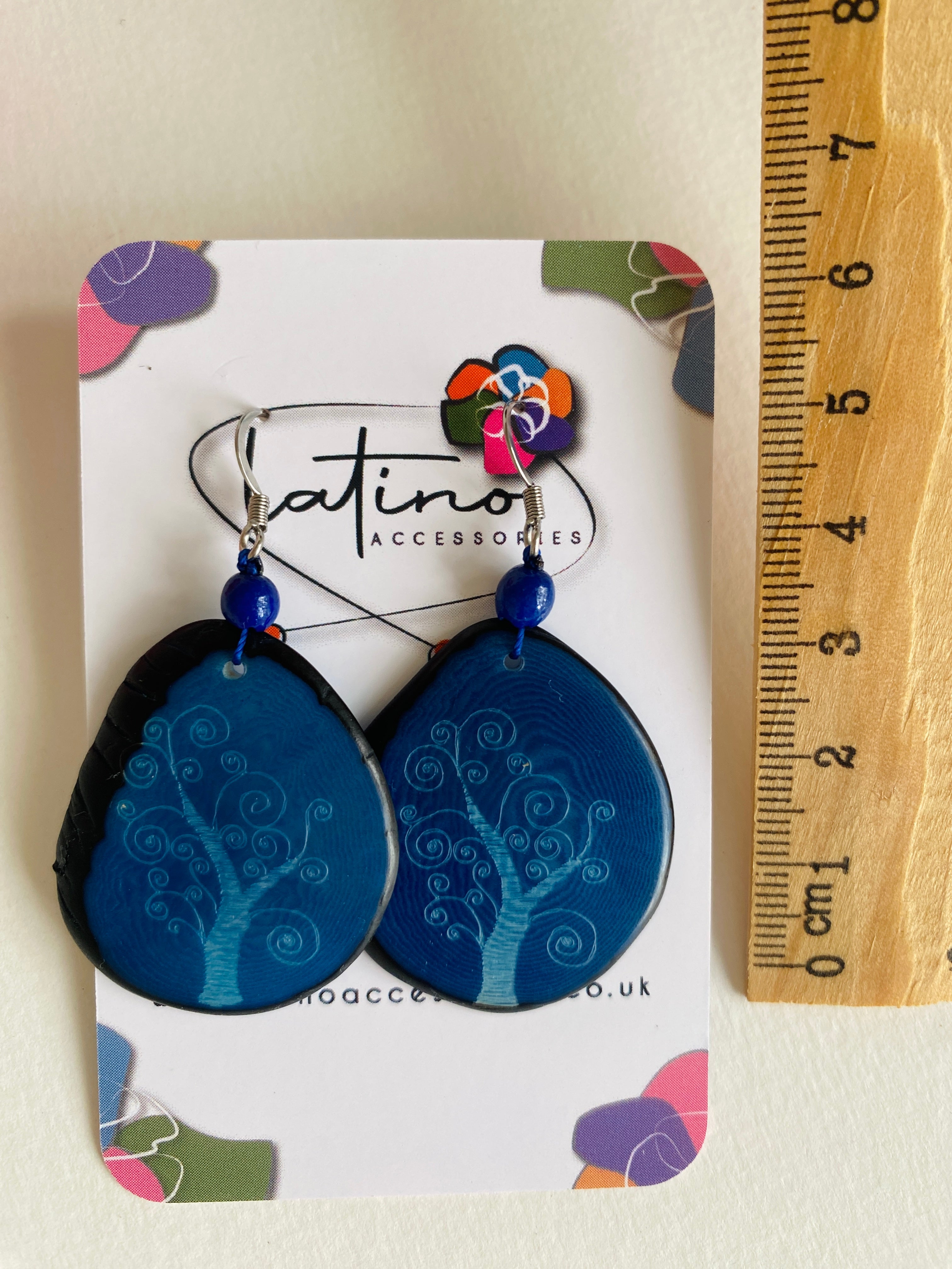 Blue Tree Tagua Earrings
